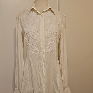 ERMANNO SCERVINO cotton and lace  blouse in ivory size 42 (US 10)